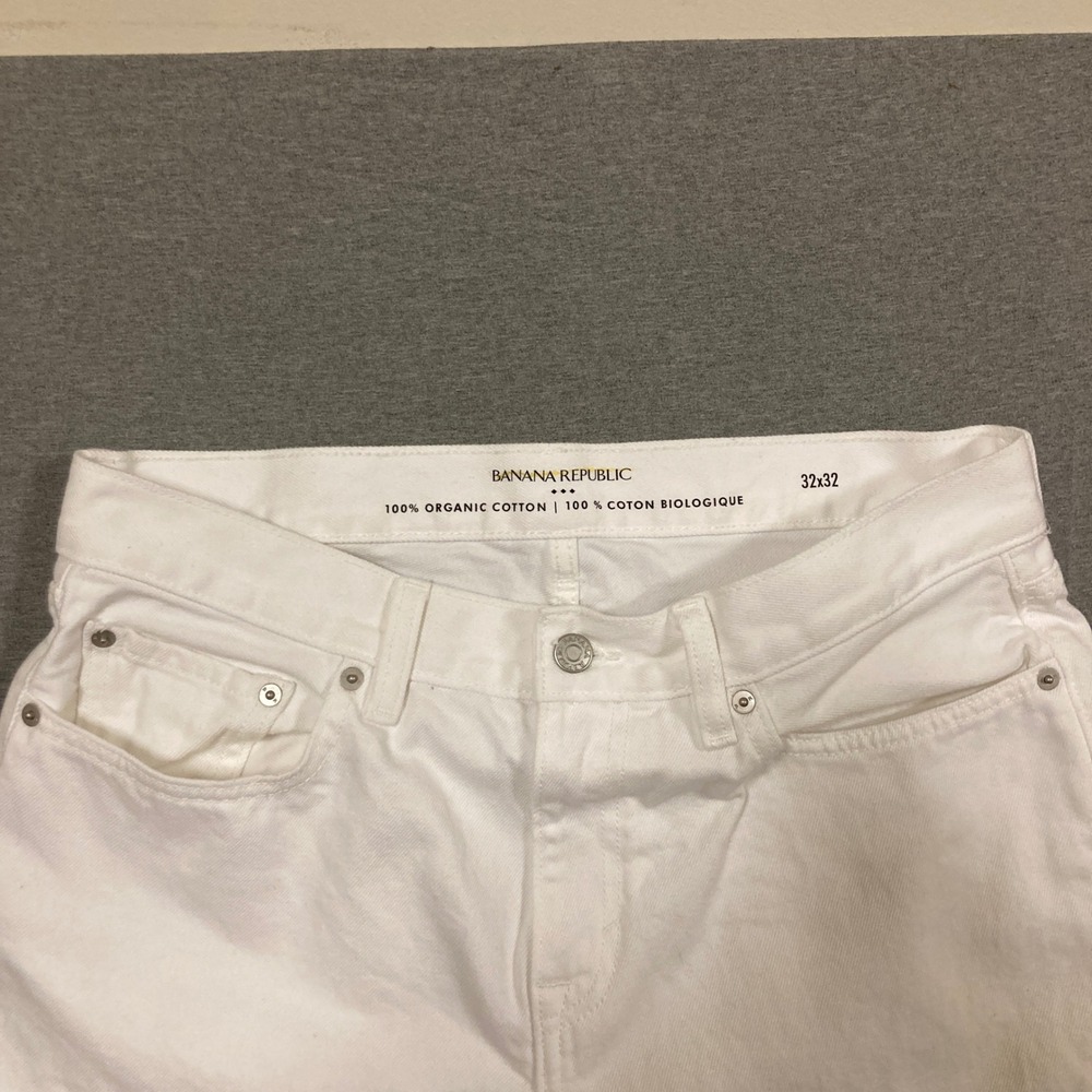 Banana Republic Mens White Organic Cotton Straight Leg Denim Jeans 32x32 - Picture 3 of 7